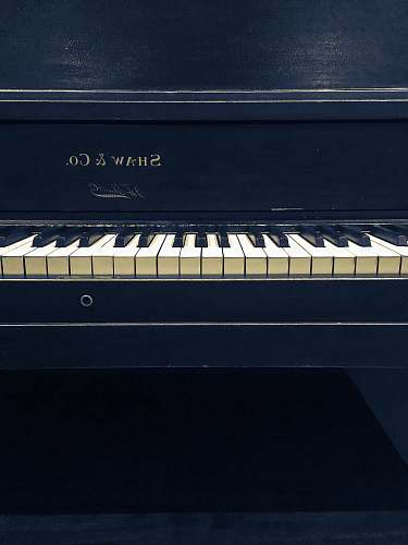 leisure activities black and white Shaw and Co. upright piano piano